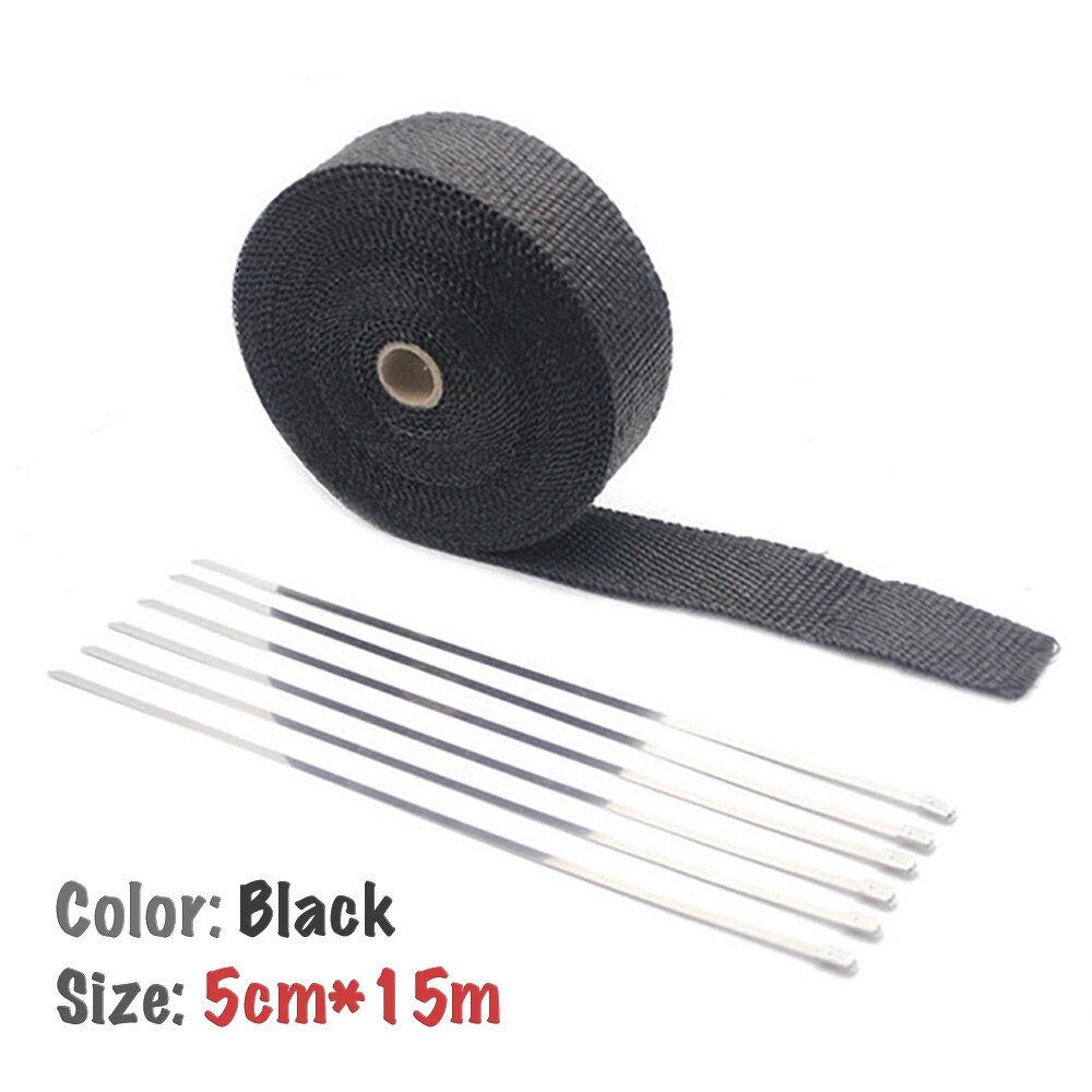 Universal Thermal tape for exhaust manifold (Muffler) to 1200 degree, flame retardant tape (5 cm * 5 m/10 m/15 m): 5cm x 15m Black