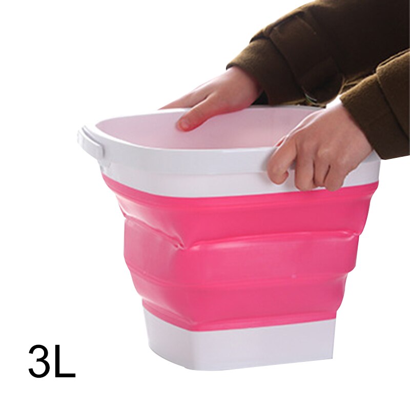 Collapsible Plastic Bucket Foldable Square Tub Portable Fishing Water Pail Outdoor TB: red  3L