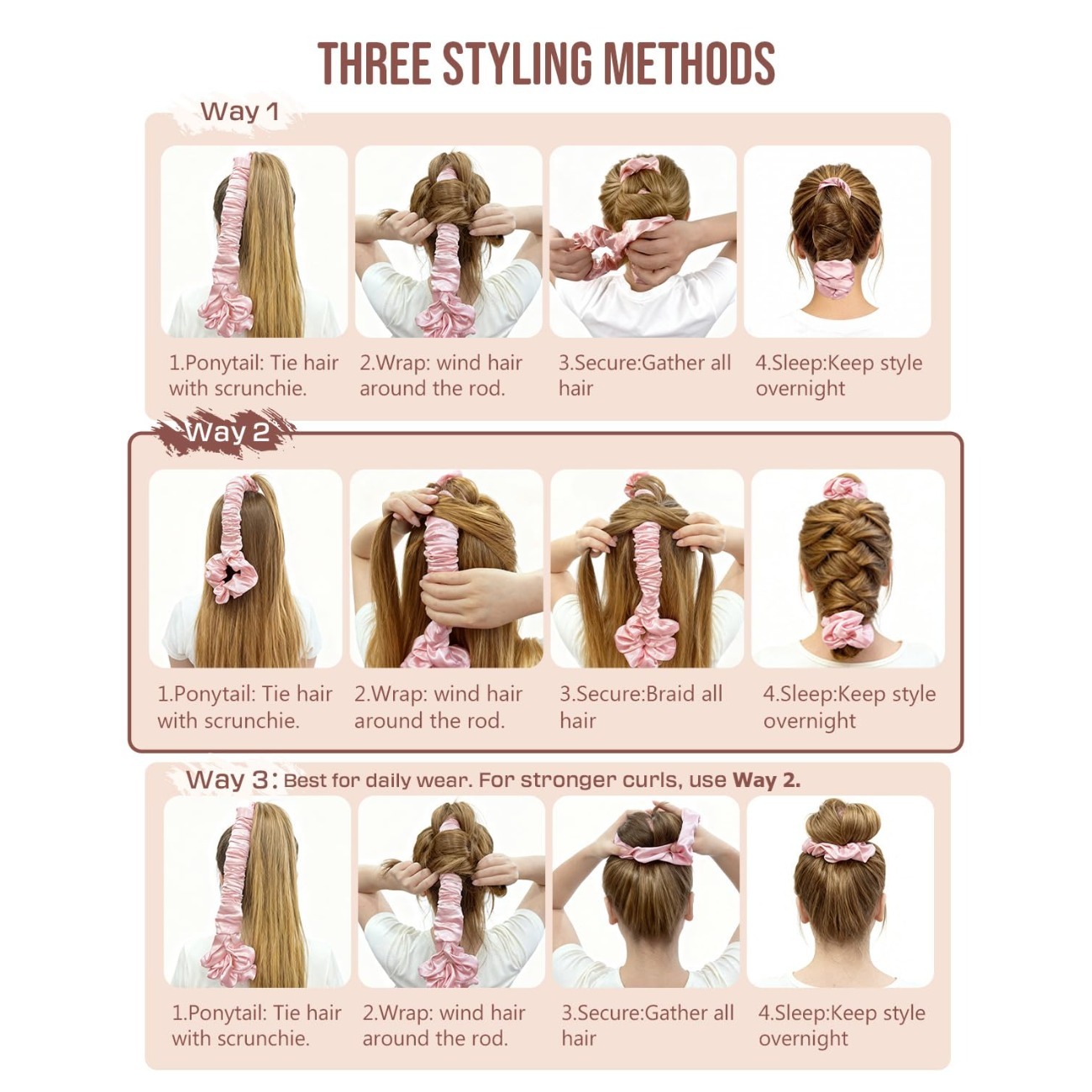 Satin- Hitzfreies Lockenwickler-einstellen: Lockenstab ohne Hitze mit Scrunchie für große Locken über Nacht – Schlaf-Lockenwickler Haarwerkzeug