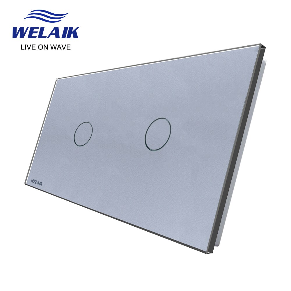 Welaik Eu 2Frame 151*80Mm 1Gang Led Licht Muur Touch Switch White Crystal Gehard Glas Panel alleen Diy Onderdelen A2911W1