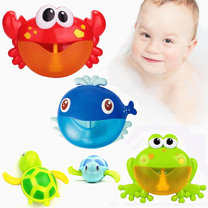 Bubble Crab Bath Toy Bubble Machine Crabs Frog Music Bathtub Soap Automatic Bubble Maker Bathroom for Toddlers Baby Kid Toy