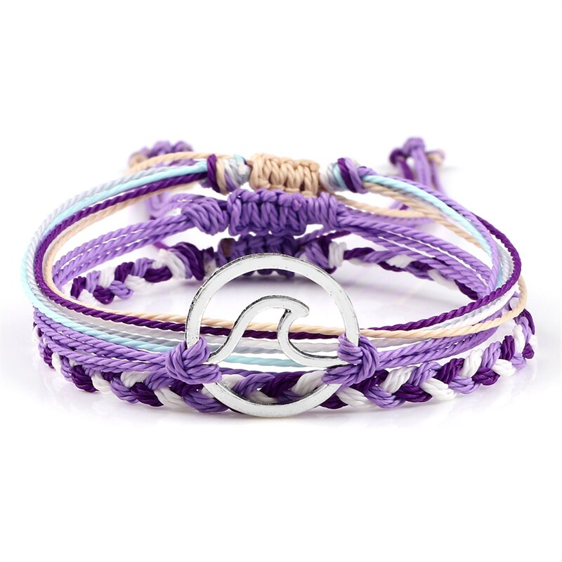 impostato di braccialetti intrecciati regolabili corda viola filo corda albero della vita simbolo OM braccialetto di amicizia per donna uomo gioielli fatti a mano: impostato 10