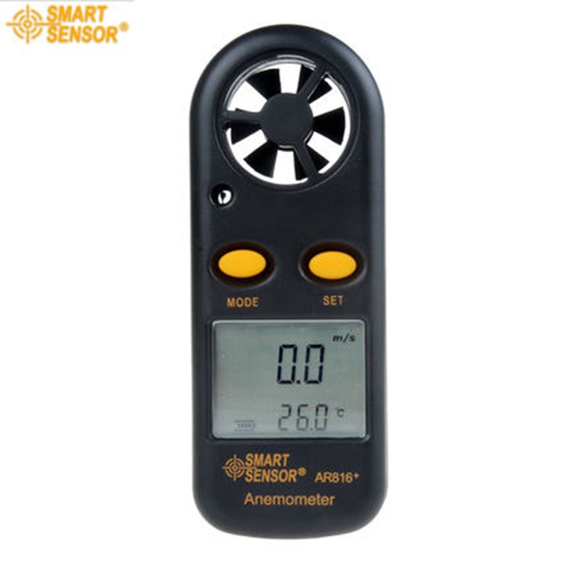 Smart Sensor AR816 Wind Speed Gauge Electronic Anemometer Thermometer Speed Measuring Instrument