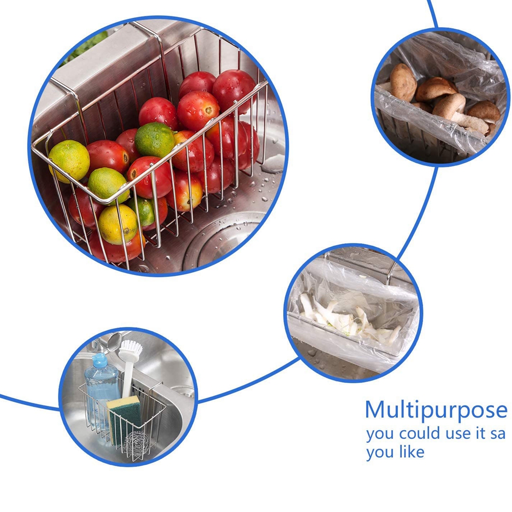 Durable Hanging Waste Basket Home Sink Accessory Sink Basket Kitchen Supplies Sponge Holder Drainer Rack
