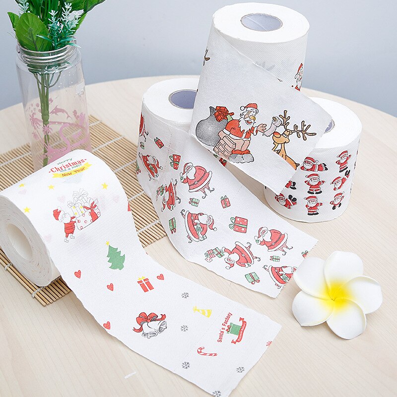 Joulukylpyhuoneen wc-paperi värillinen 2- -kerroksinen kuviopaperirullat joulukoristeet juhla-wc-paperi 100g/ rulla 10.5*10.5cm