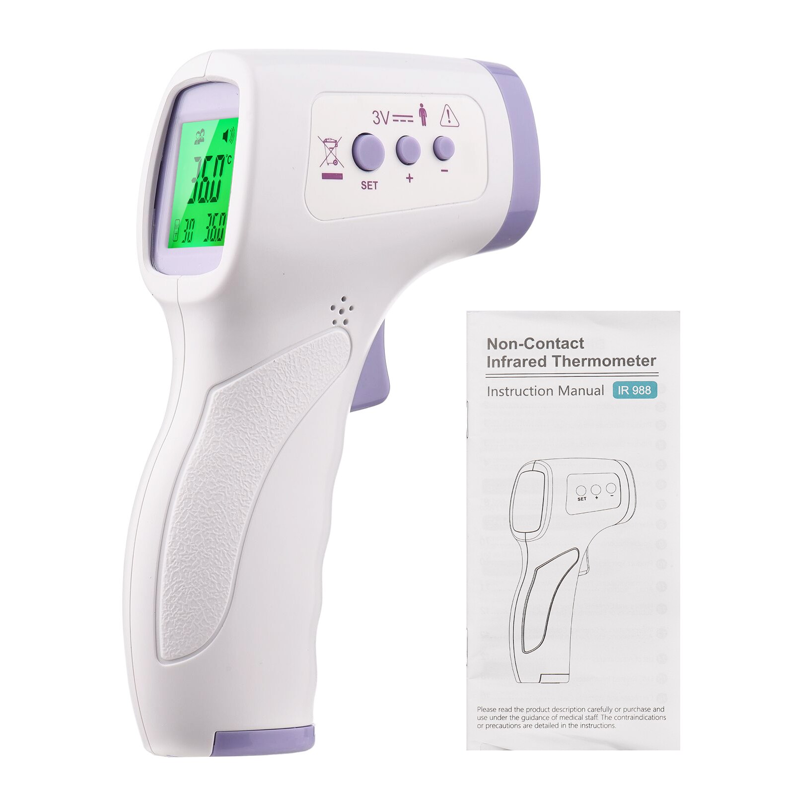 Lcd Digitale Infrarood Thermometer Non-contact Ir Handheld Temperatuur Meten Meter Voorhoofd/Object Dual Mode Kleur Backlight