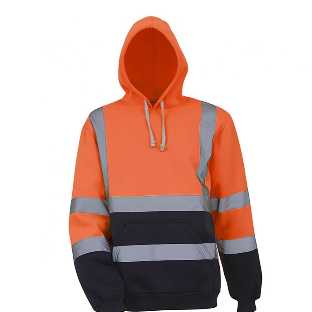 Sudadera de manga larga con capucha para hombre, abrigo reflectante de alta visibilidad: M / Naranja