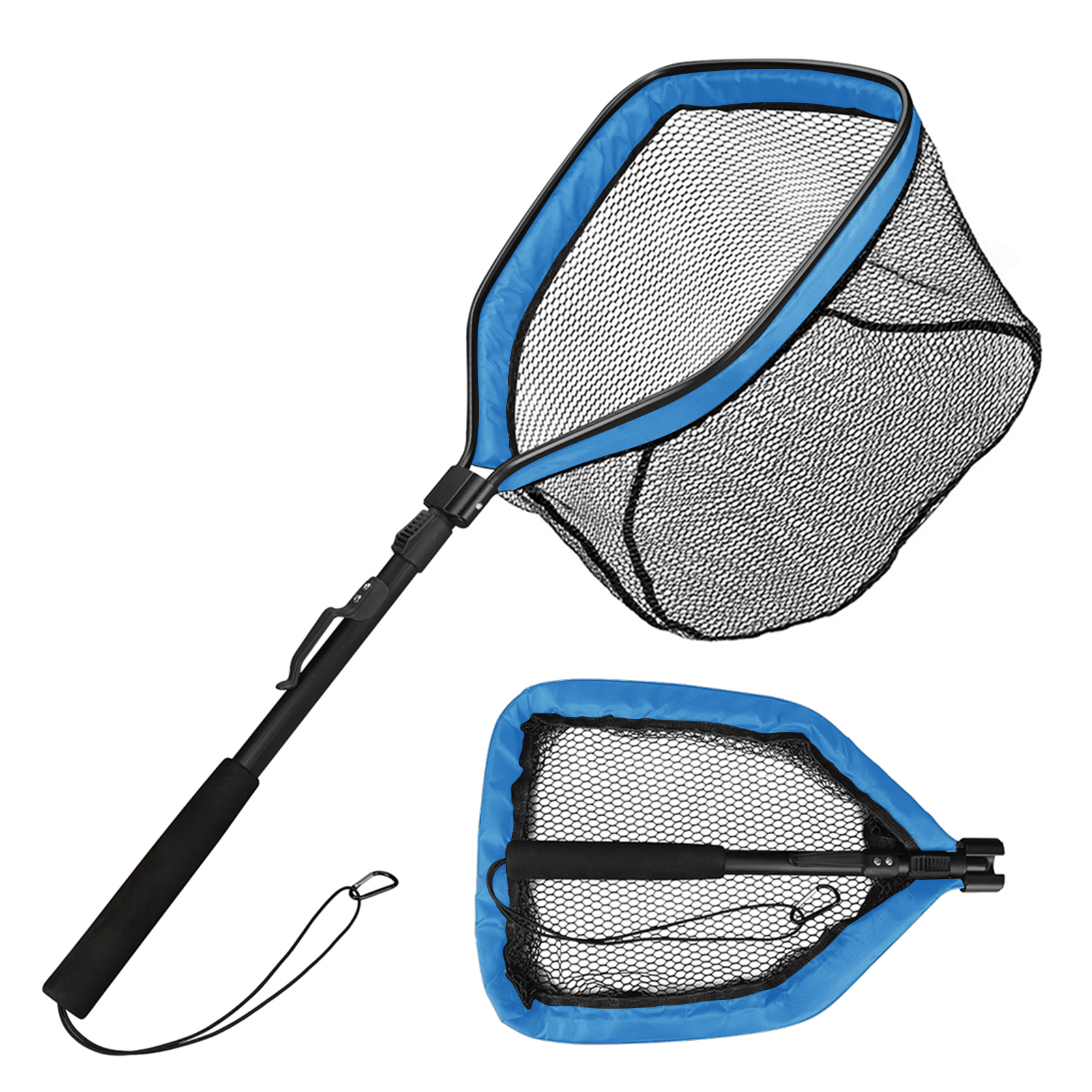Red de pesca flotante, red de aterrizaje plegable, fácil captura y liberación con poste telescópico, red de pescado recubierta de goma para agua salada y agua dulce: Borgoña