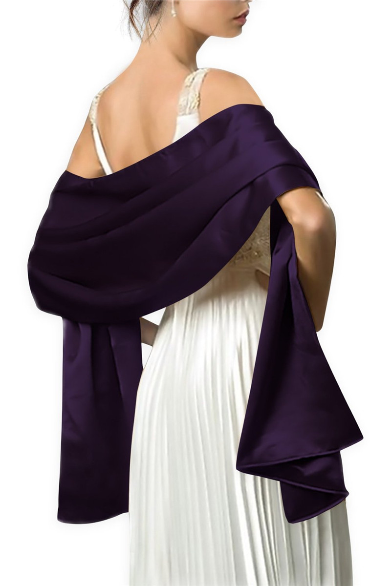 Satynowy wieczór weselny formalny Prom Cocktail Wrap Cape szalik ślubny szal 150CM długość 50CM szerokość.: Grape