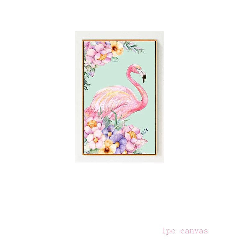 1pc lyserød blomst enhjørning flamingo tegneserie barn diy digital maleri med tal moderne væg kunst lærred maleri hjem indretning: Flamingo lærred / 30 x 40cm
