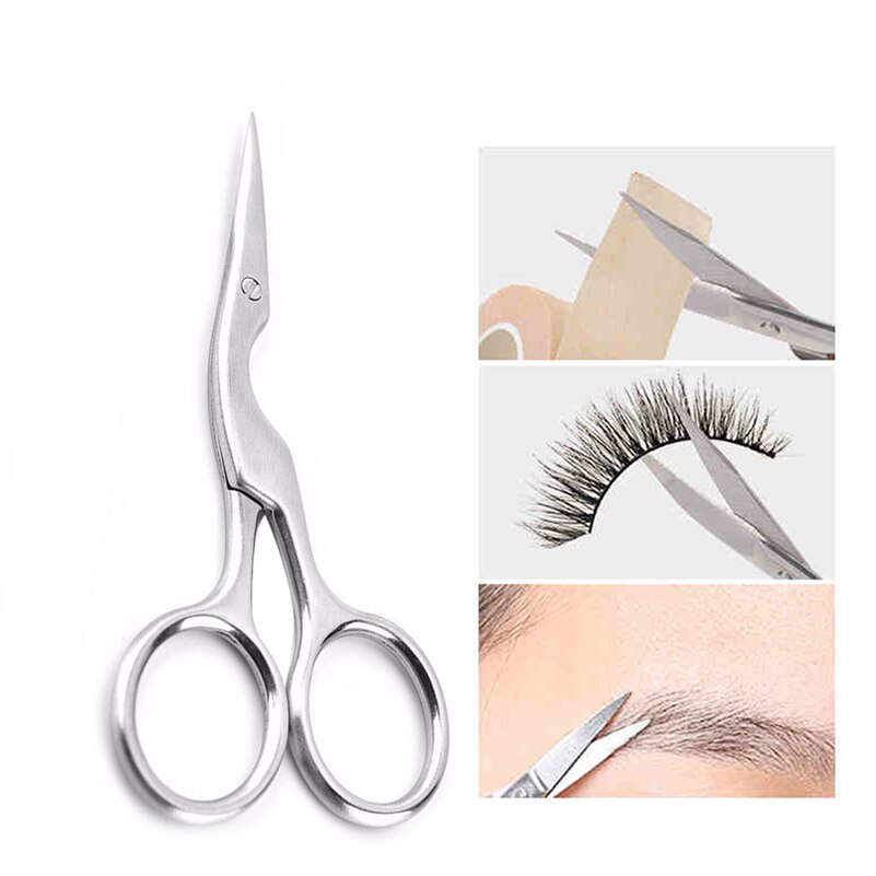 Lmdz 1 stk rustfrit stål herre overskæg trimning skære skæg saks til ansigtet krop skønhed mini lille bøjet klinge makeup værktøj