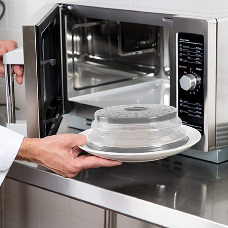 Couvercle anti-éclaboussures pour micro-ondes, pliable et ventilé, avec poignée facile à saisir