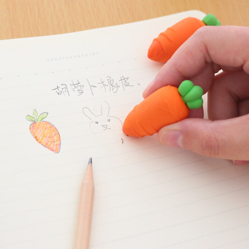 3 teile/satz neuheit Karotte gummi radiergummi kreative kawaii schreibwaren büro schulbedarf papelaria für kinder
