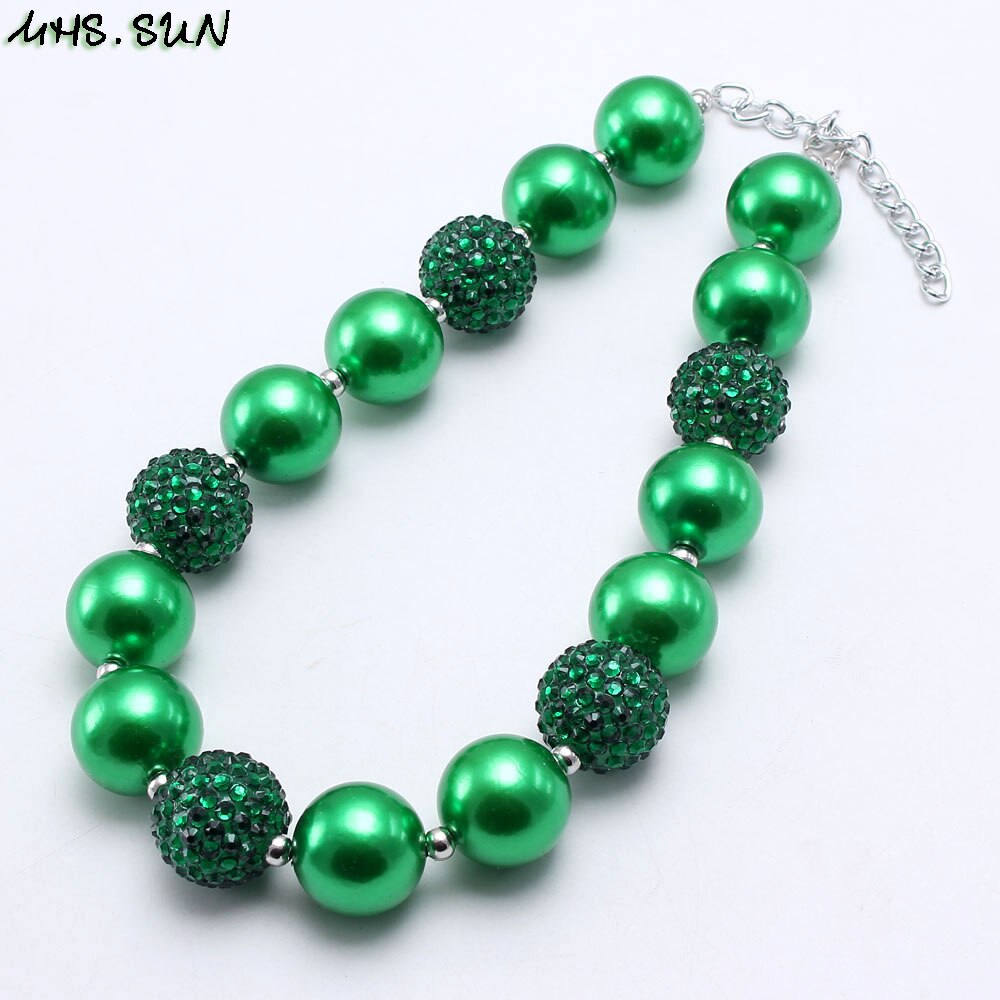 MHS.SUN 1PC baby chunky beaded necklace girls pearl jewelry charm colors bubblegum beads necklace choker for kids