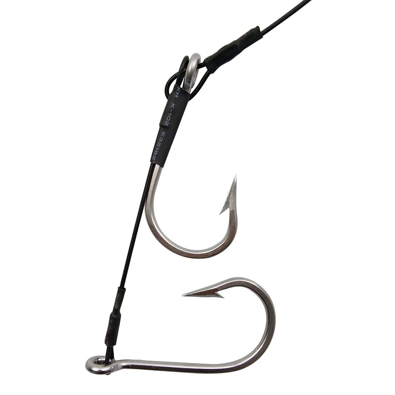 Hyaena 1PCS Stainless Steel Large Shark Fishing Hook Rigs 2 Arms 400lb Wire Leaders Big Hook Rig Fishing Tackle