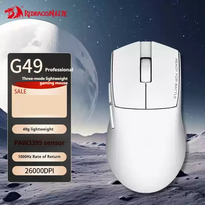 Redragon G49 PRO Gaming Mouse Wireless Bluetooth Tri-Mode Ergonomics Lightweight E-Sports Gaming Mouse For PC Gamer Accessories: Light Brown