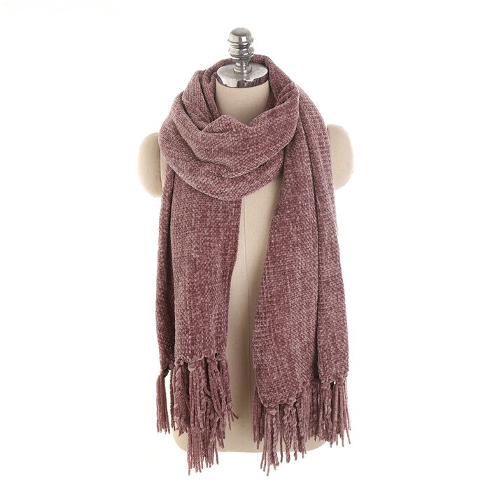 Écharpe Chenille solide et élégante | Écharpe pour femmes de , châles et enveloppes de couverture doux et confortables à la avec glands, hiver: Wine Red
