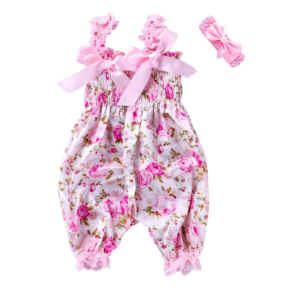 Mono con diadema para niños, sin mangas con estampado de puntos pelele/Flores/leopardo para niñas, con correa elástica para el hombro + tocado