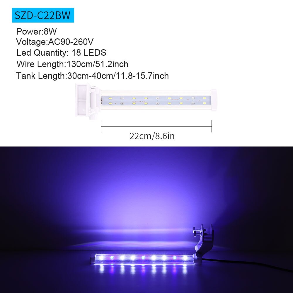 110V-220V aquarium LED fish tank clip light aquarium landscape blue and white light high brightness lamp bead fish tank light: 220mm-EU