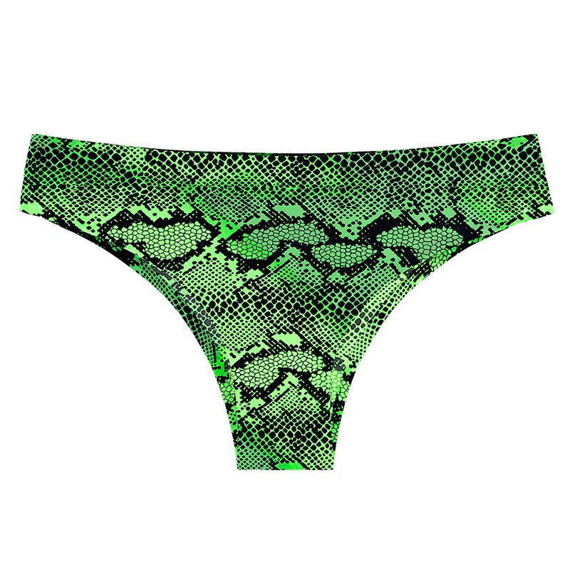 Culotte taille basse sans couture pour femme, sous-vêtement sexy, slip de sport, imprimé léopard, une pièce: XL / green