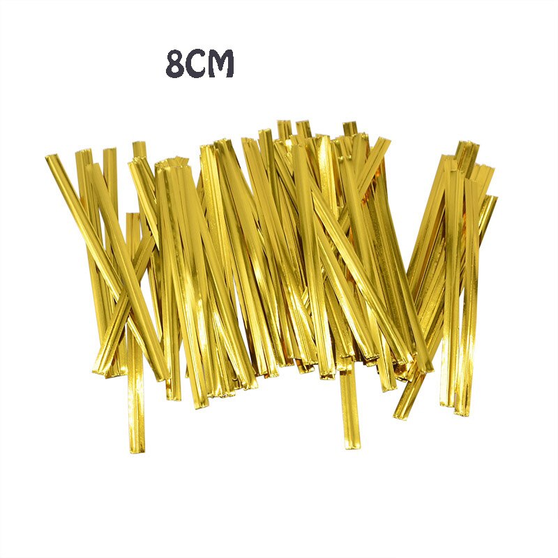100Pcs Gold Draad Strik Binddraad Strikje Wikkelen Bags Afdichting Vaste Banden Lollipop Snoep Zak Koekjes Snack verpakking: 300pcs tie gold