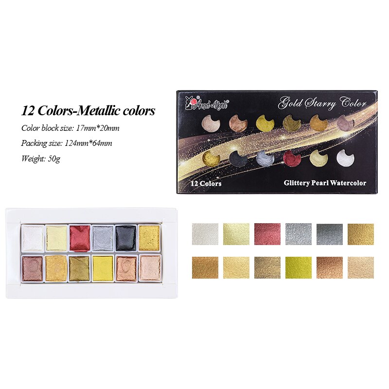 Pearl Series Manual Solid Watercolor Paints Watercolor Paint Set Art Nail Painting Decorative Watercolor Art Decor Makeup: Blue