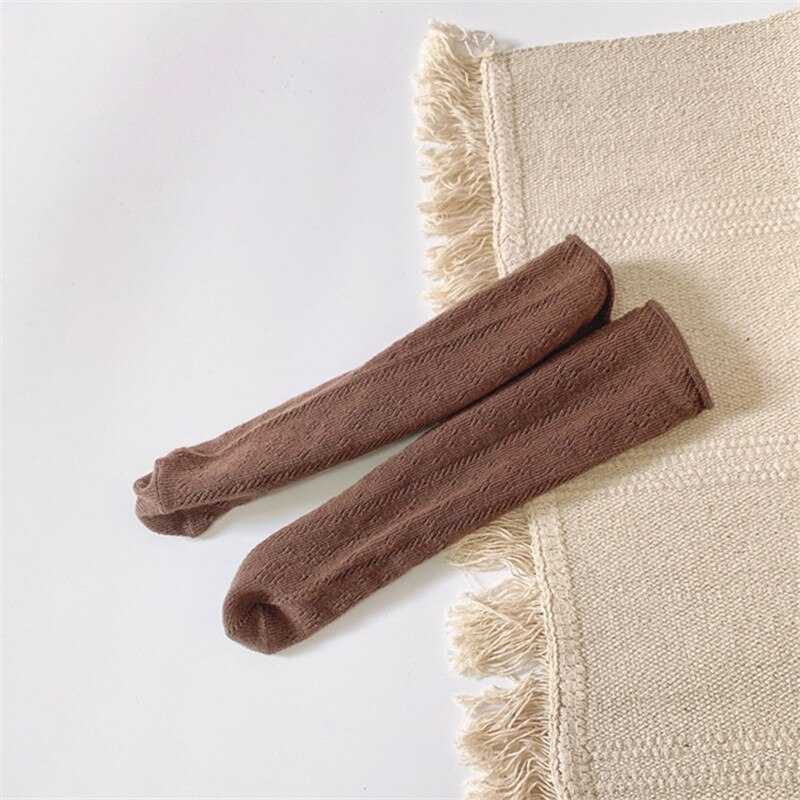 Nuovi calzini alti al ginocchio per bambini di marca estiva scava fuori calzini sottili per bambini Unisex calzini in maglia di cotone neonate ragazzi neonati calzini: Brown