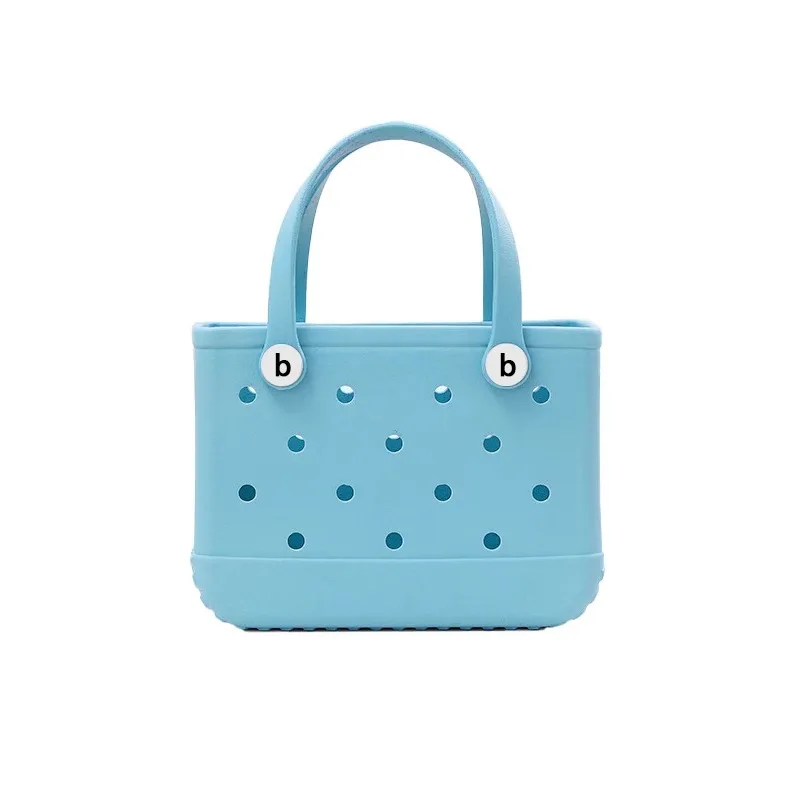 Pequeño bolso de playa, cesta de silicona con arena para niños, impermeable, lavable, a prueba de punta, duradero, abierto, para de Navidad: Azul cielo