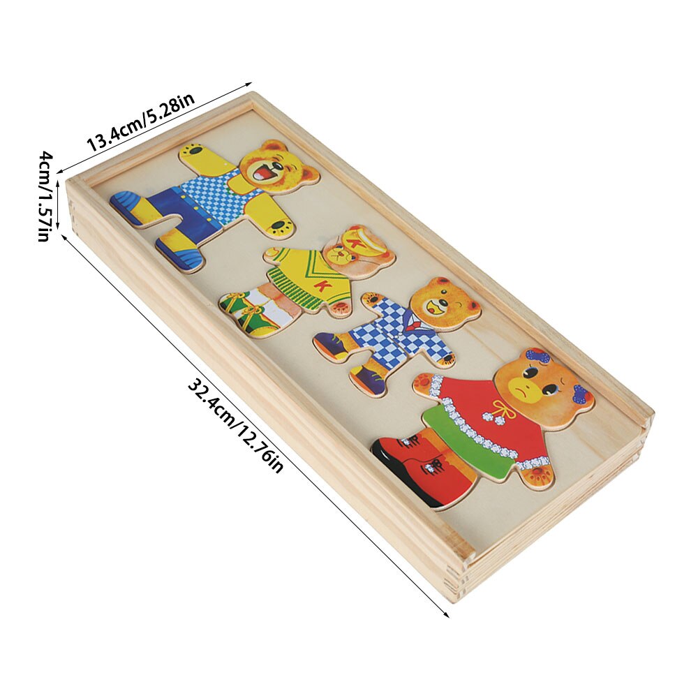 Houten Beer Omkleden Puzzels Speelgoed Houten Doos Educatief Speelgoed Kleine Beer Houten Puzzel Set Kids Kinderen Houten Speelgoed