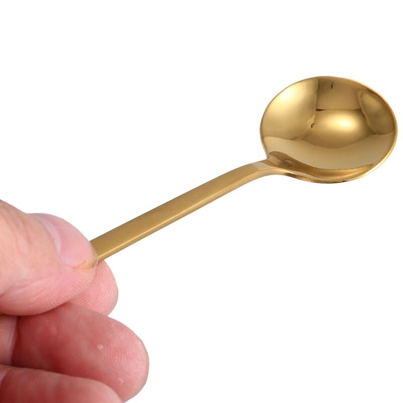 Round Shape Coffee Spoon Stainless Steel Mini Teaspoons Sugar Dessert Spoon Ice Cream Soup Spoon Kitchen Accessories(gold)