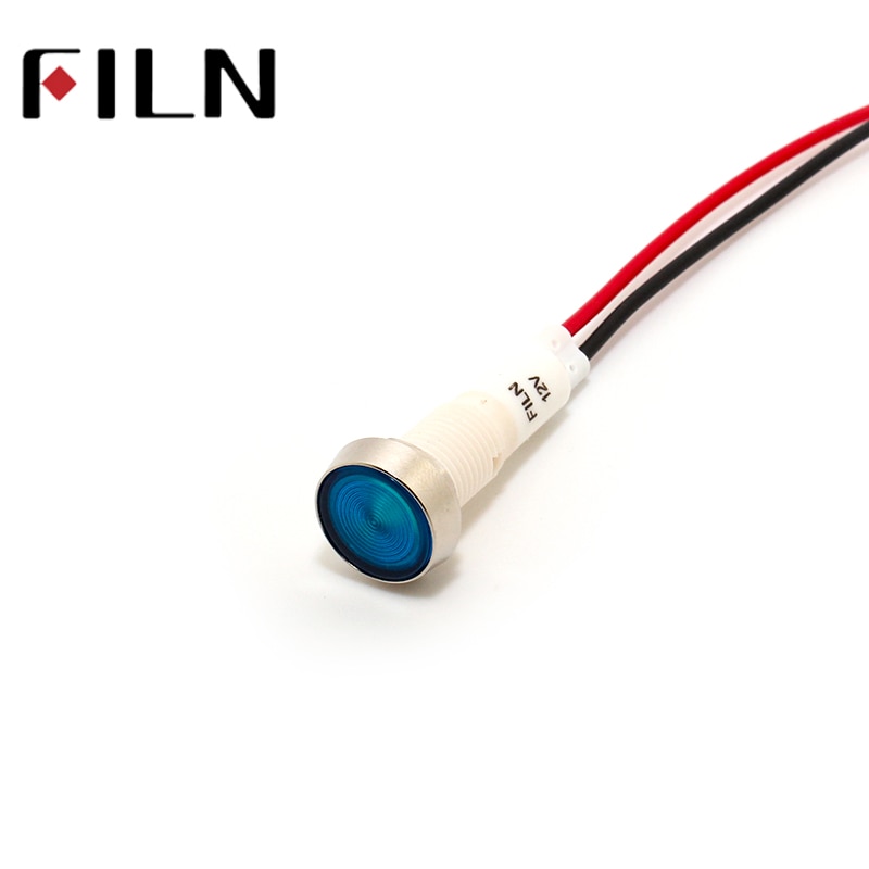 red yellow blue green white 12v 24v 220v 110v 10mm led plastic indicator light signal lamp with 20cm cbale