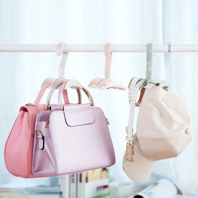 360-degree Rotation Closet Organizer Rod Hanger Handbag Storage Purse Hanging Rack Holder Hook Bag Clothing Hanger
