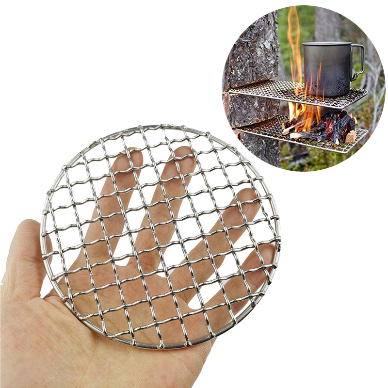 Bushcraft Grill Stainless Steel Outdoor Camping Grill Kitchen Cooking BBQ Rack Campfire Hiking Travel Portable Camping Tool