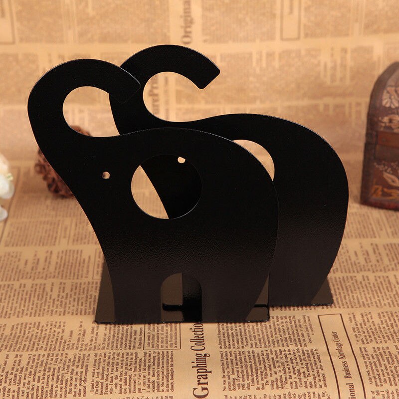 2 Pcs/Set Cute Giraffe and Elephant Book Stand Cartoon Metal Bookend Reading Book Holder Shelf: G