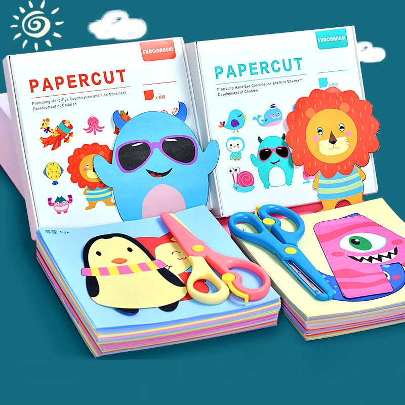 100 pz/set fai da te taglio di carta e pieghevole materiali fatti a mano Puzzle Origami giocattolo per ragazze ragazzi fatti a mano arte artigianato giocattoli di apprendimento