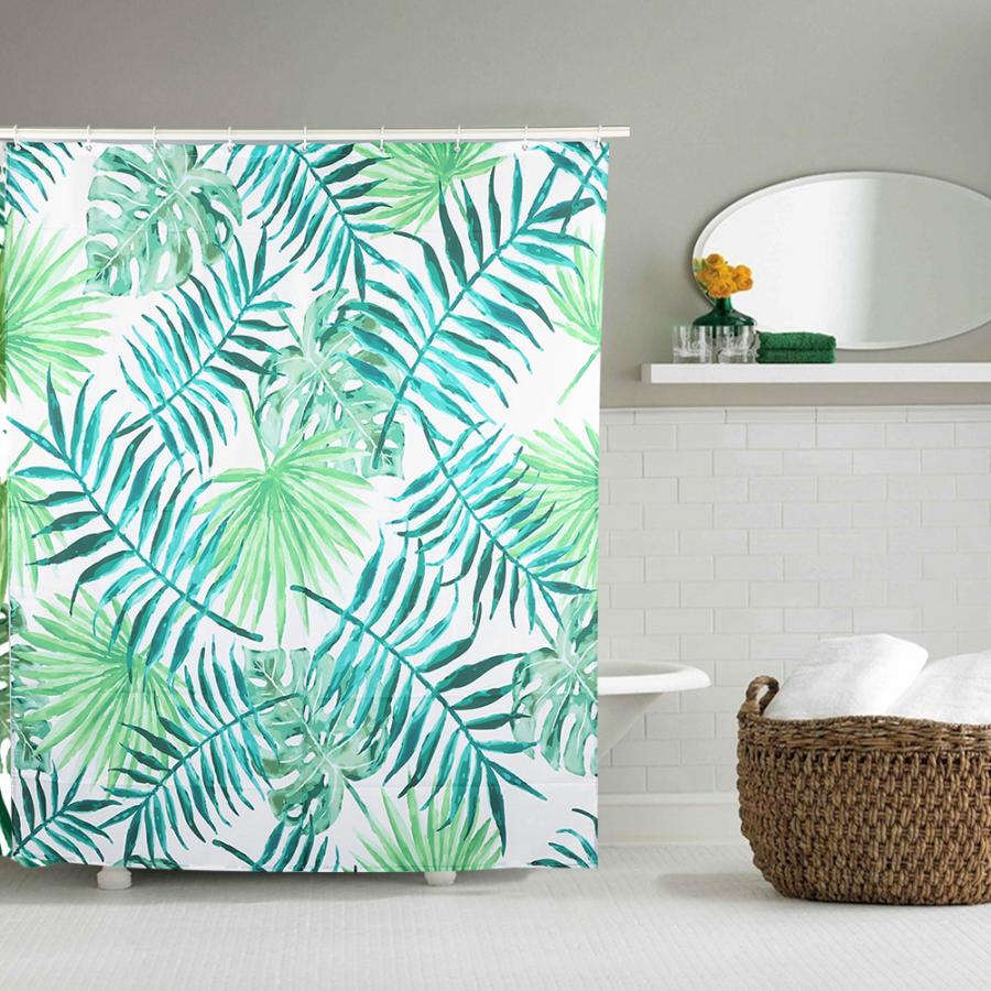 Bad Gordijnen Groene Bladeren Patroon Waterdicht Douchegordijn Polyester Bad Gordijn Brathroom Accessoire