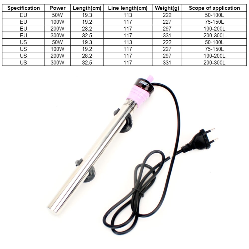 Calentador sumergible para acuario de acero inoxidable, Mini varilla de calentamiento para acuario, termostato para acuario, Accesorios para tanque para peces,