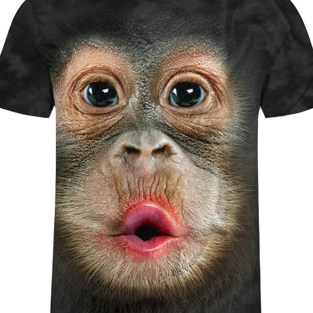 Men's T-shirt 3D printed animal monkey T-shirt short sleeve fun round neck Halloween T-shirt