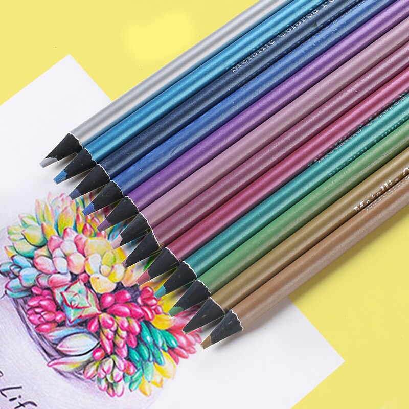 Brutfuner Macaron Color Pencil 12 Color Set Metallic Pencils School supplies art supplies