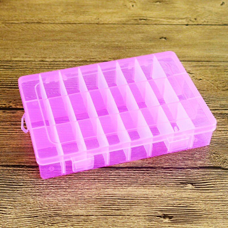24 Grids Transparent Plastic Embroidery Floss Storage Box Floss Bobbins Storage Organizer DIY Cross Stitch Sewing Tools: pink