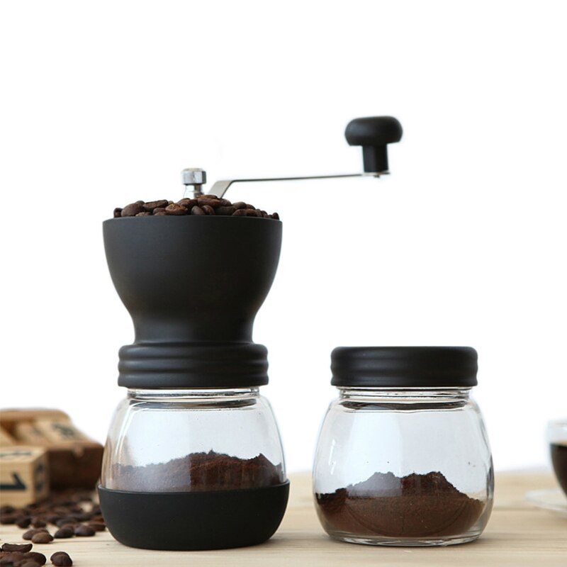 Handleiding Keramische Burr Conische Koffiemolen Met Twee Glazen Potten Opslag Voor Home Office Portable Espresso Grinder Keuken Gereedschap