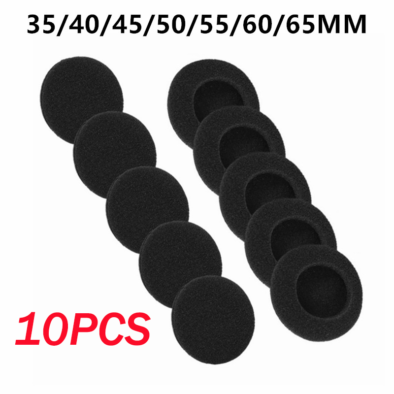 10 Stück Schaumstoff-Ohrpolster, Kopfhörer-Ersatzschwammabdeckungen, Ohrpolster, Headset-Ohrenschützer, Ohrstöpsel, 35/40/45/50/55/60/65 mm