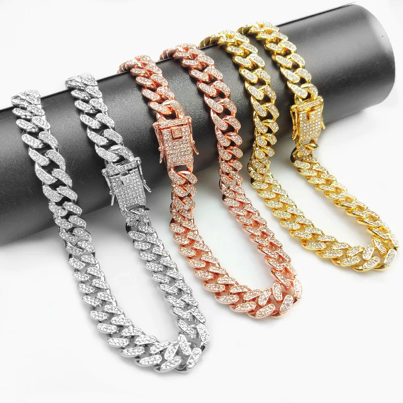 Strass Hond Ketting Kraag Metaal Sterk Goud Cubaanse Link Hond Ketting Luxe Diamant Puppy Kat Kraag Hond Sieraden Accessoires