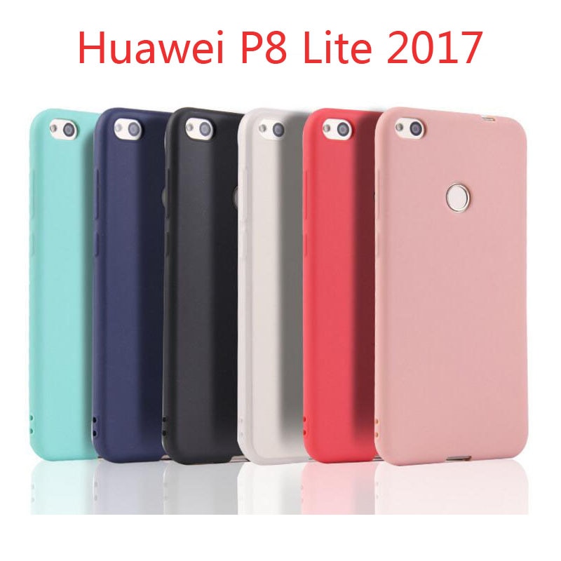 Huawei P8lite 2017 Molle Del silicone di TPU Della Copertura di caso per huawei P8 lite 2017 5.0 "pollici Opaco Caramella di colori solidi della copertura Posteriore