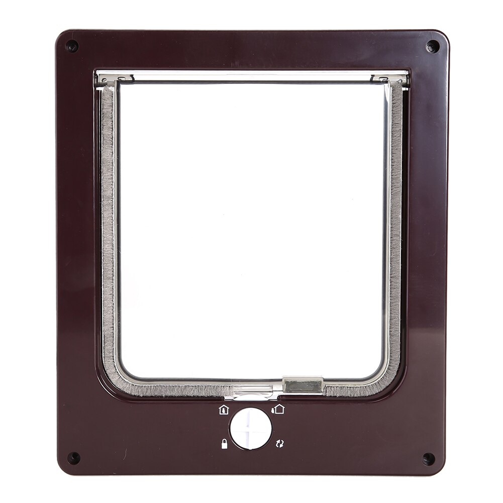 Safe Cat Flap Door with 4 Way Lock Pet Rotary Door Easy Install Intelligent Control Switch Kitten Small Pet Gate Doors: Brown / M