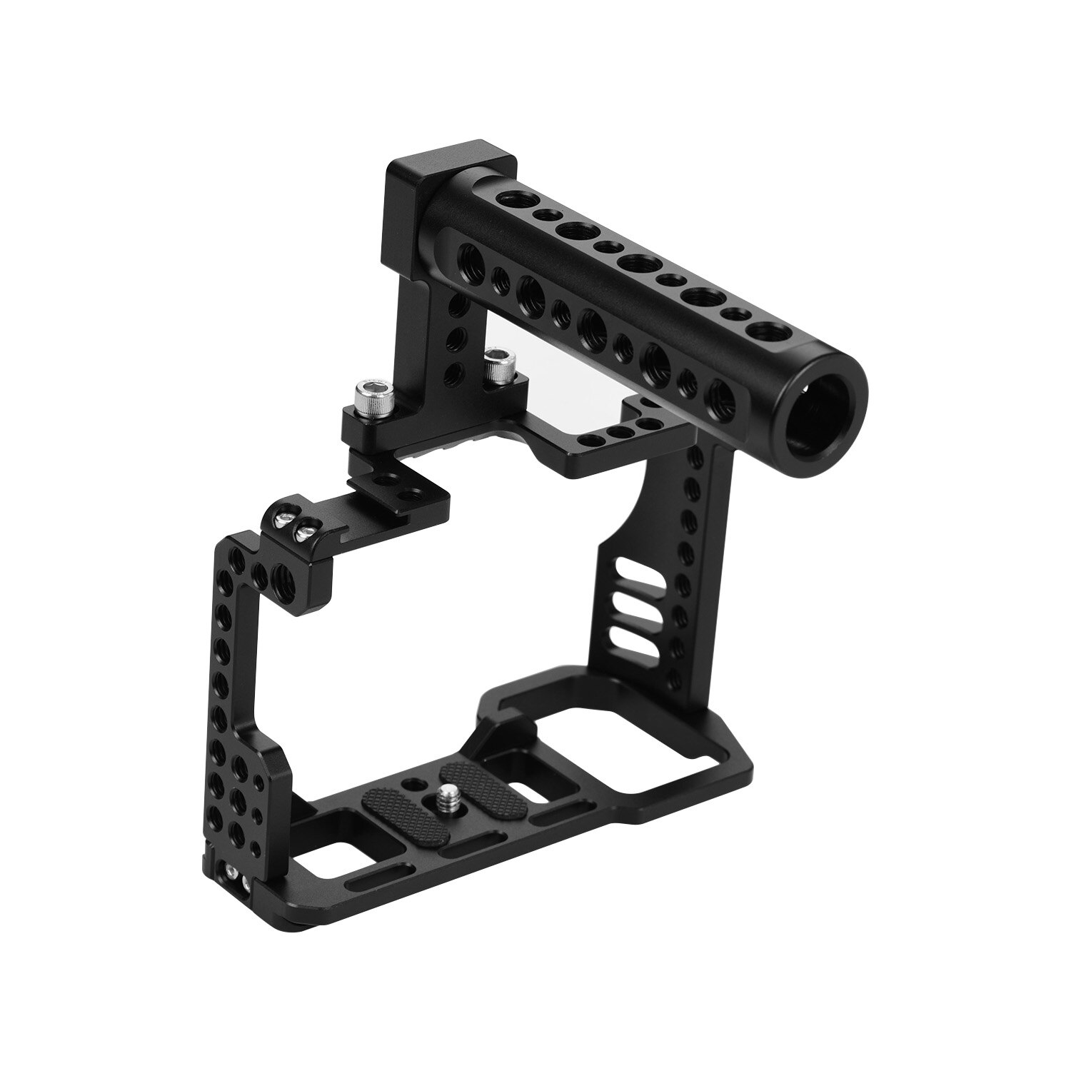 Andoer Video Camera Cage + Top Handle Kit Aluminum Alloy with Cold Shoe Mount 1/4 Inch 3/8 Inch Screw Holes for Sony A7R4 A7R IV