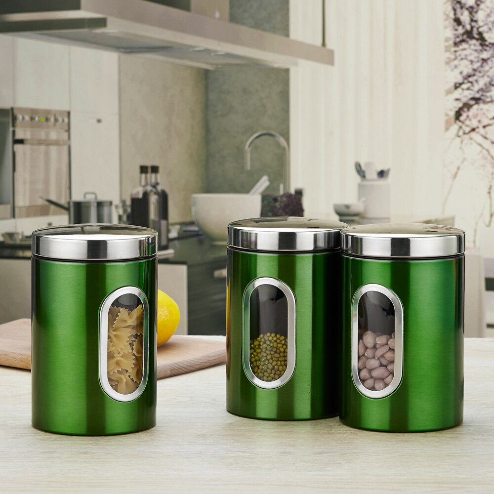 3Stck Edelstahl Tee Panzer Kaffee Zucker Lagerung Kanister Gläser Töpfe Küche Lebensmittel Behälter für Getreide Muttern Dosen Kasten bottels