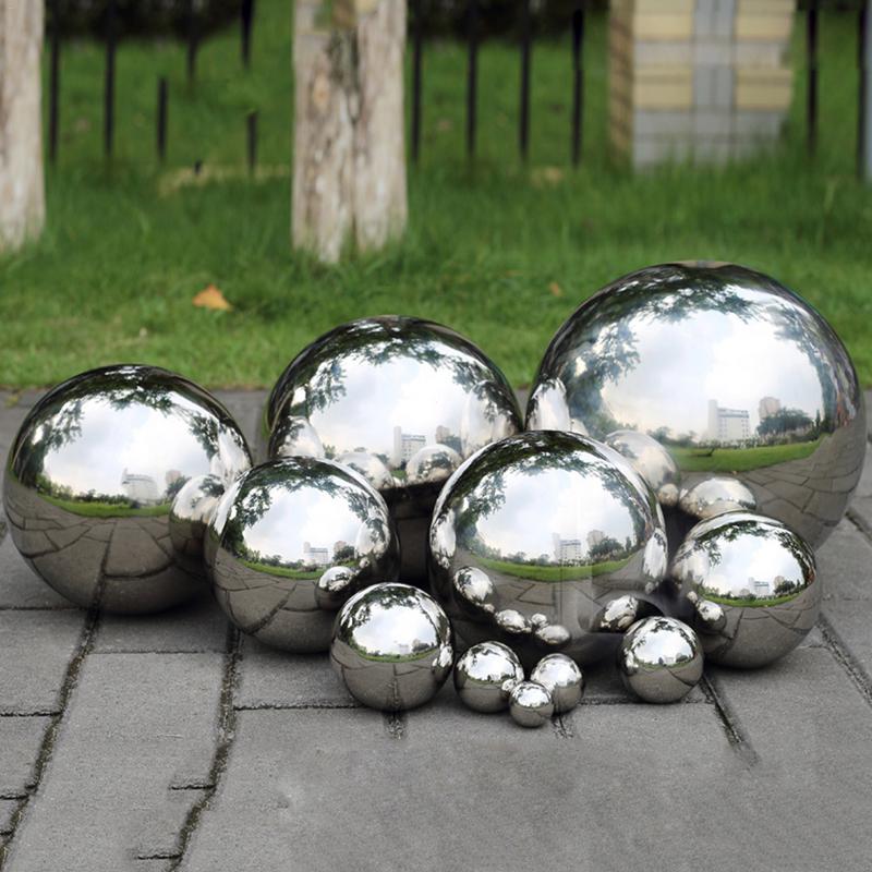 Højglans glitter 304 rustfrit stål kugle spejl hule kugle hjem haven dekoration forsyninger ornament 19mm ~ 300mm