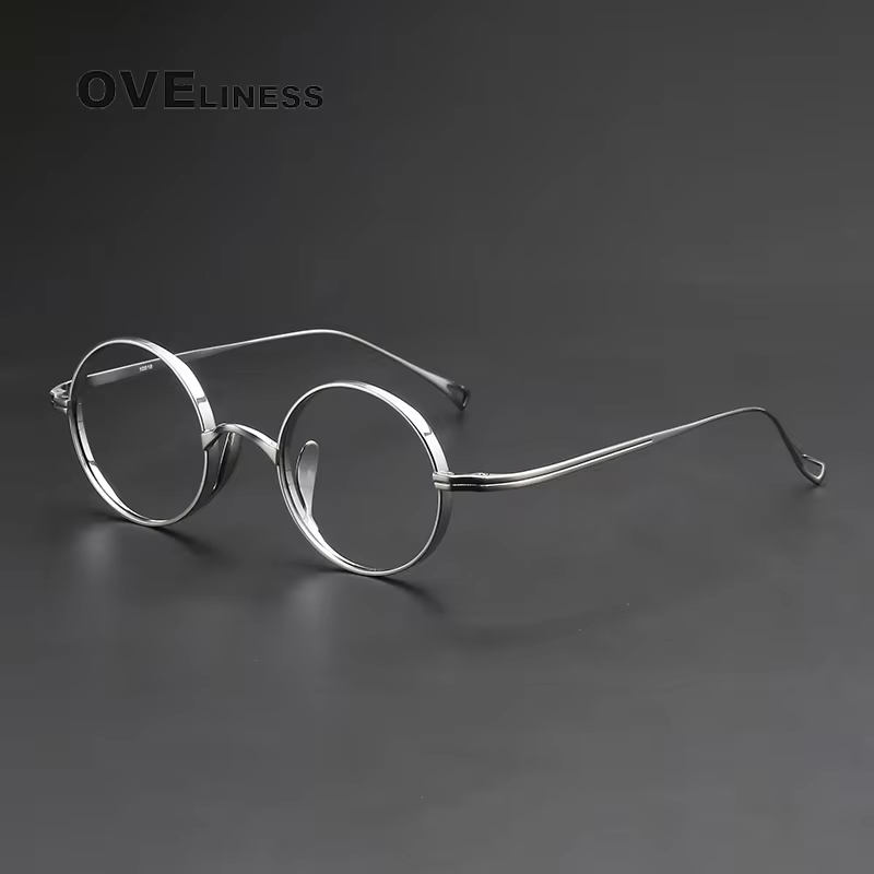 Vintage Pure Titanium Eyeglasses Frame Men Round – Grandado