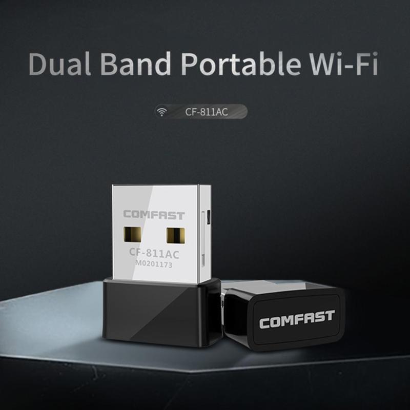 Comfast cf -811ac 650 mbps wifi usb adapter 2.4+5.8 ghz 1/2/5.5/11 mbps 6/9/12/18/24/36/48/54 mbps 200 433 mbps pc netwerkkaart dongle